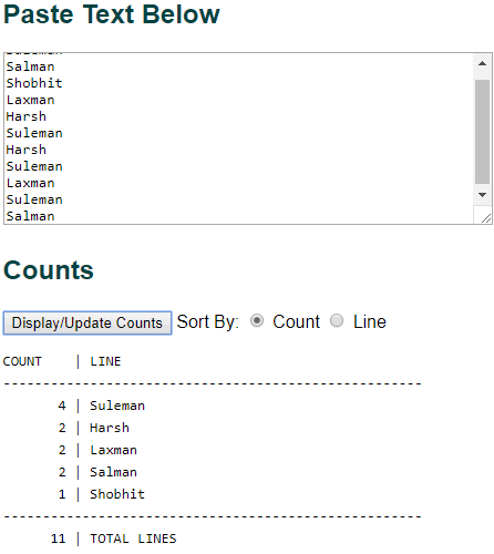 somacon website to find unique values in a list
