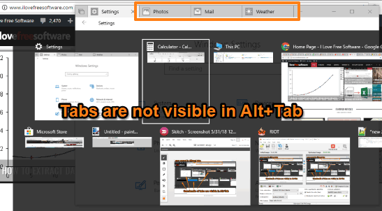 tabs are not visible in alt+tab