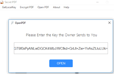 use open key enter encrypted pdf and decryption key
