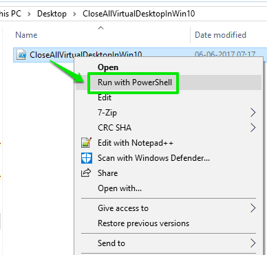 use run with powershell option