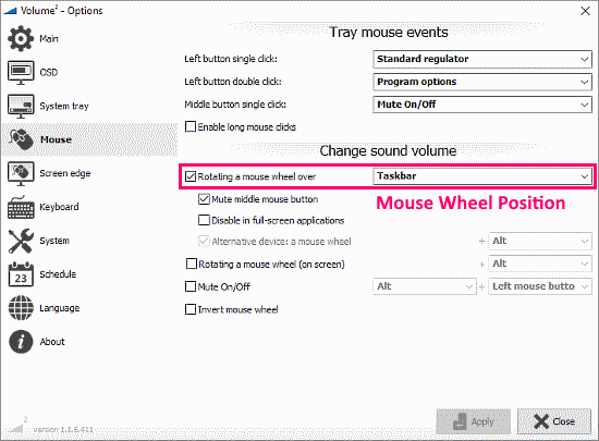 change volume via mouse wheel