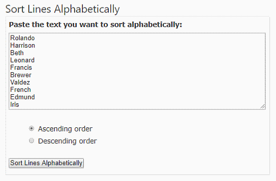 online alphabet order sorter