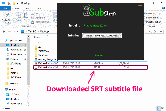 download subtitles from context menu