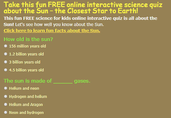 free online science quiz for kids