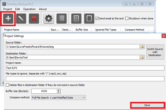 Add backup job in OneWay backup