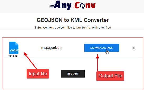 AnyConv GeoJSON to KML