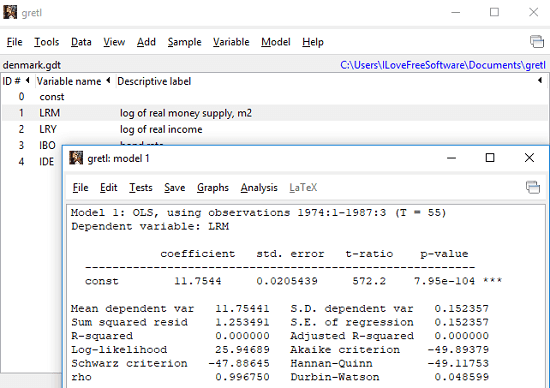 Free Econometric Data Analysis Software for Windows Gretl