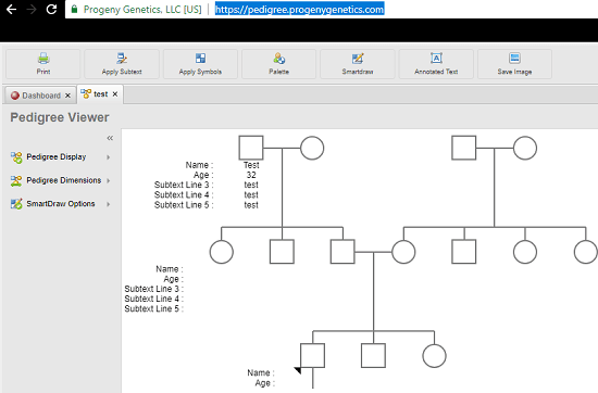 Free Online Pedigree Tool in action