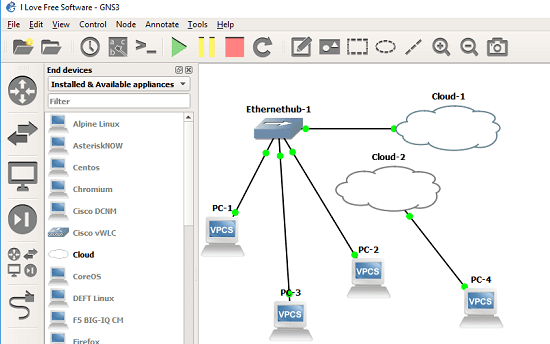 GNS3 free network simulator software