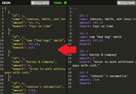 Json2Yaml free online YAML to JSON converter