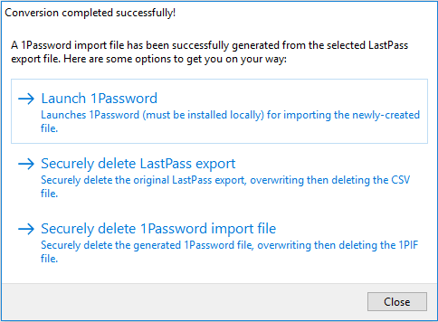 LastPassTo1Password post conversion options