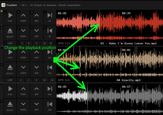 PlayDeck Dj songs playback position