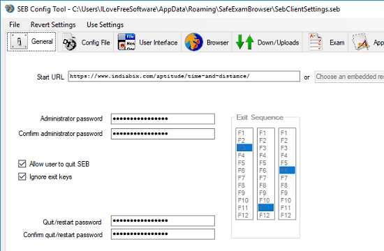 Safe Exam Browser Config Tool