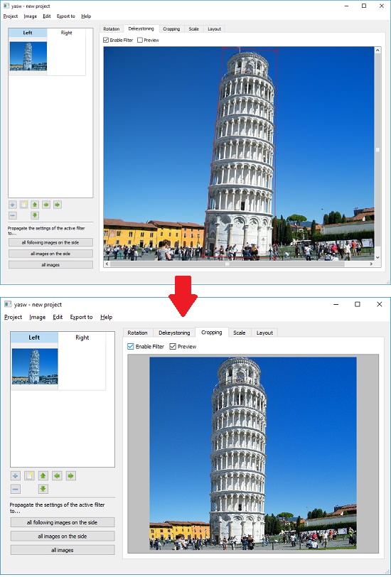 YASW free image perspective correction software