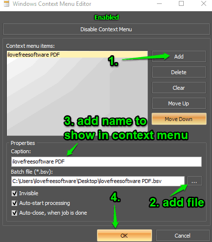 add task to context menu