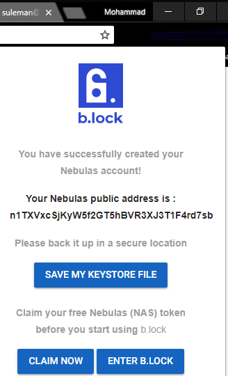 b.lock claiming URL for earning NAS