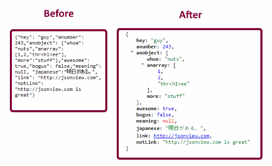 JSON code beautify