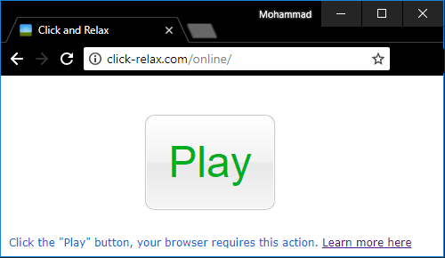 click and relax play button in browser