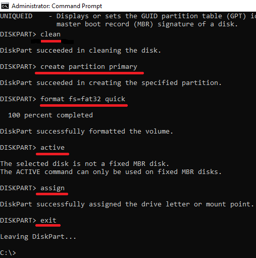 diskpart other commands