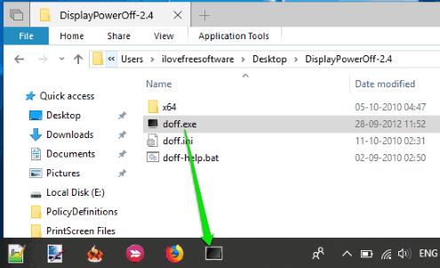 display power off utility taskbar icon