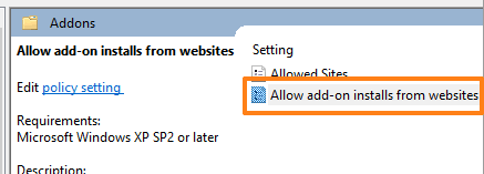 double click on allow add-on installs from websites