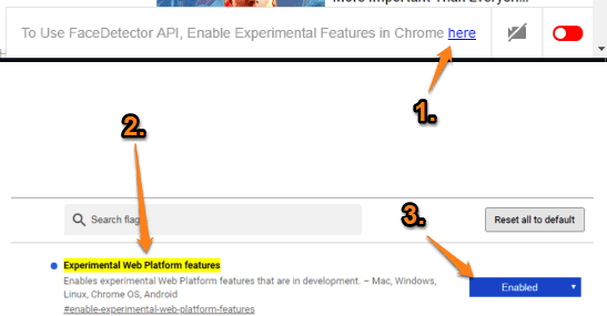enable experimental web platform features option