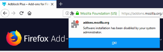 error installing the firefox extension