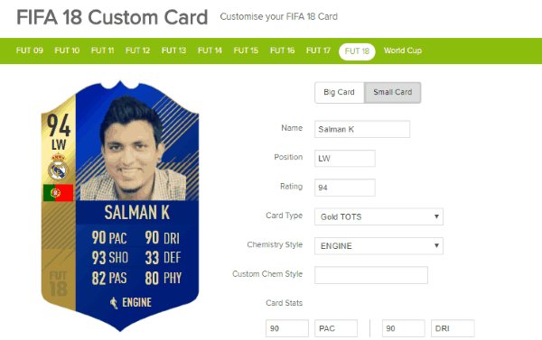 5 Free Online FIFA Card to Player Cards