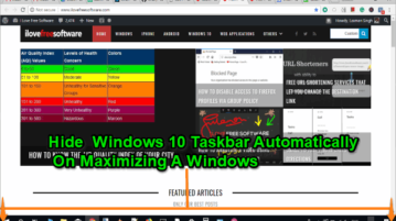 hide windows 10 taskbar on maximizing a window