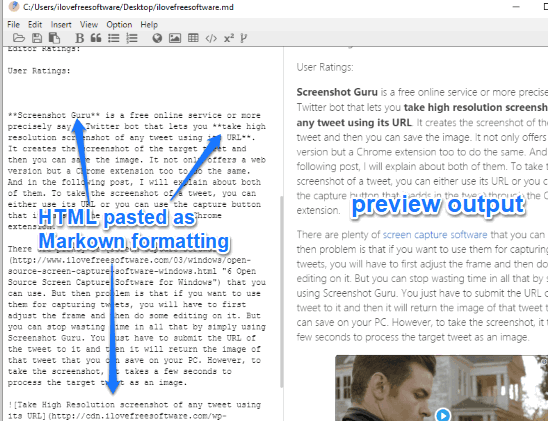 html pasted as markdown