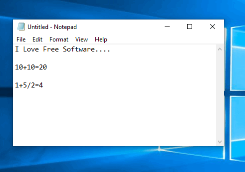 notepad used as calculator