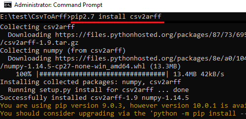 pip install csv2arff