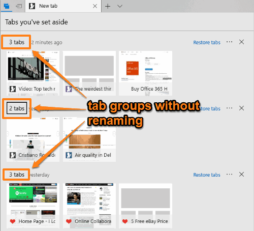 tab groups without renaming