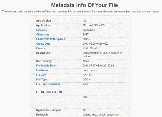 free online Word metadata viewer
