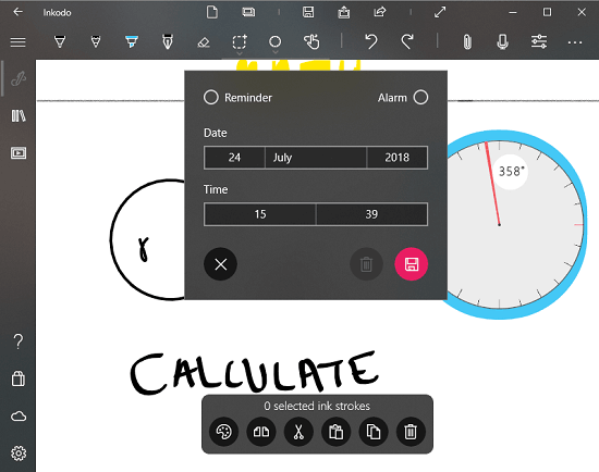 Whiteboard app with reminder