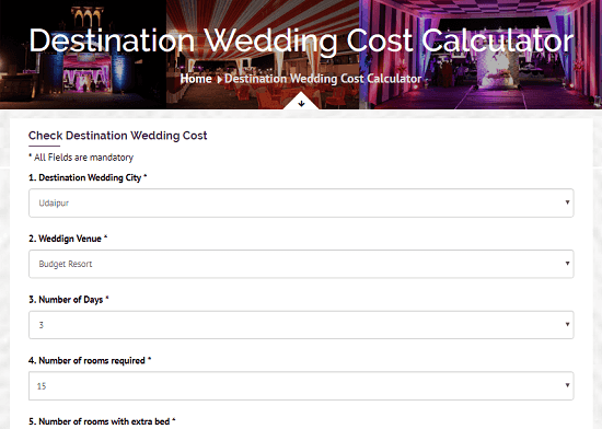 destination wedding cost calculator
