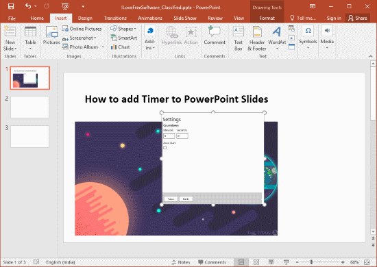add timer to PowerPoint Slides