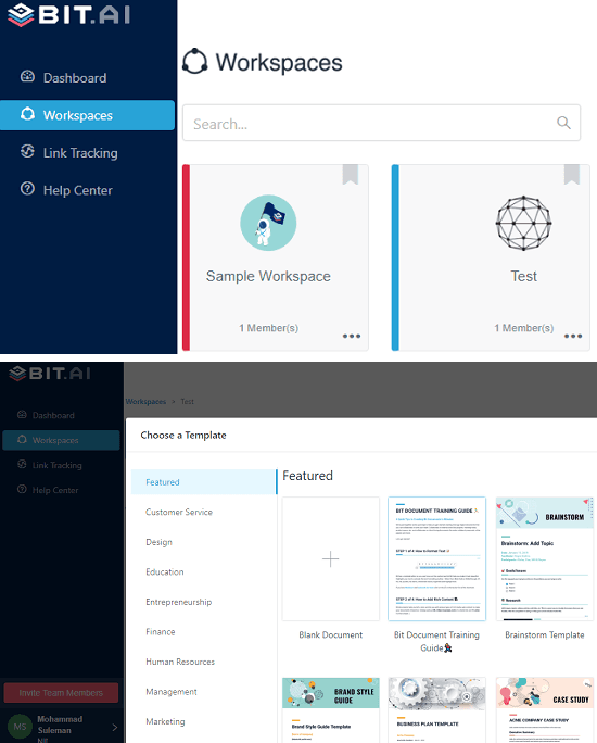 Bit ai free document collaboration platform templates