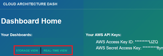 Cloud architecture dashboard main interface