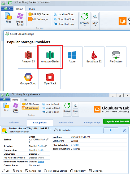 CloudBerry Backup free amazon glacier client