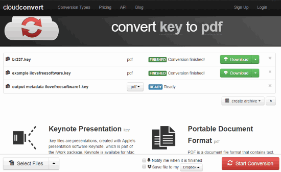 CloudConvert keynote to pdf