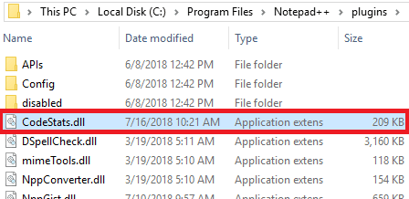 Code stats add plugin in Notepad++