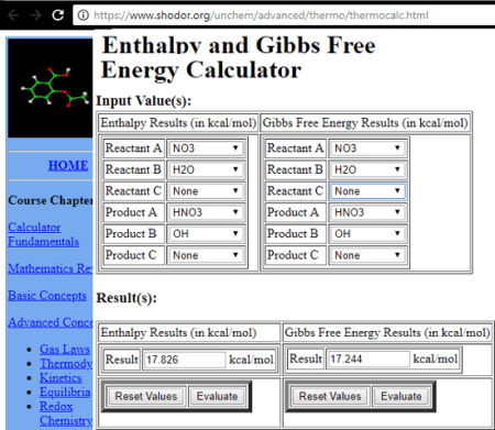 Enthalpy and Gibbs Free Energy Calculator
