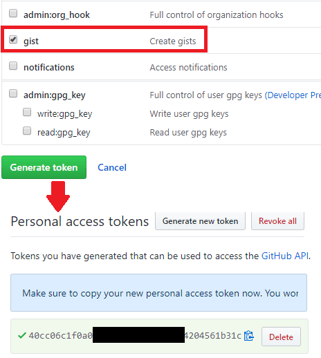 GitHub Token generated
