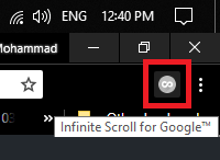 Infinite Scroll for Google in Chrome toolbar