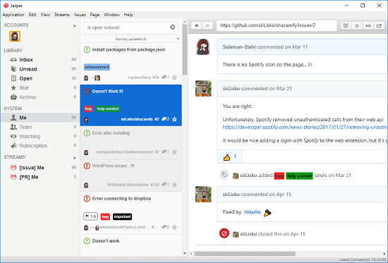 Jasper free GitHub issues manager