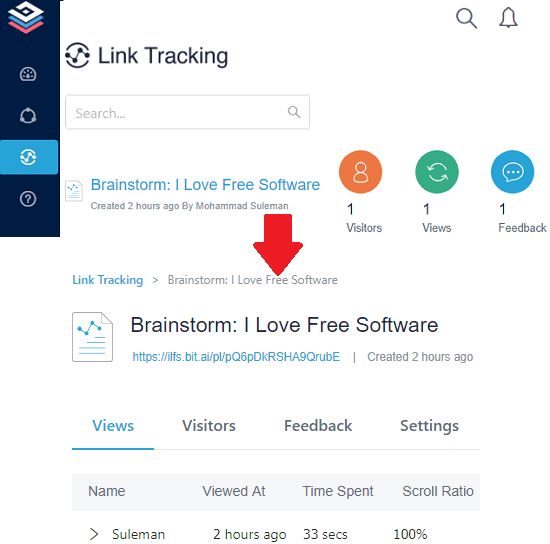 Link tracking in bit ai