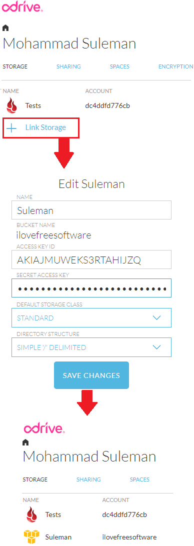 Odrive add s3 cloud to link