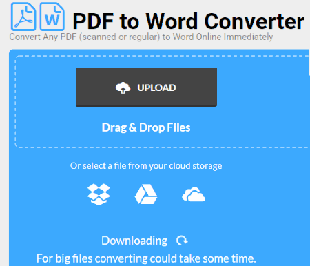 Pdftowordconverter website interface