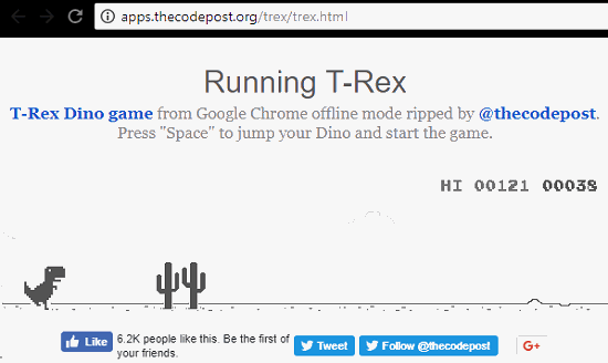 Running T-Rex game free